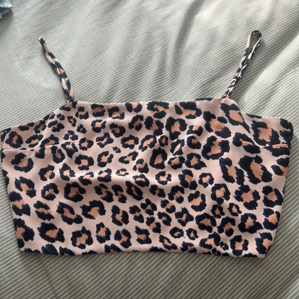 animal print tie crop top